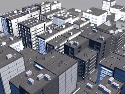 Buildings City building industrial park commercial housing 3D model V18