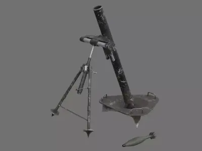 Mortar 1B Low-poly 3D model
