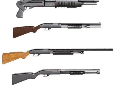 shotgun pack Low-poly 3D model