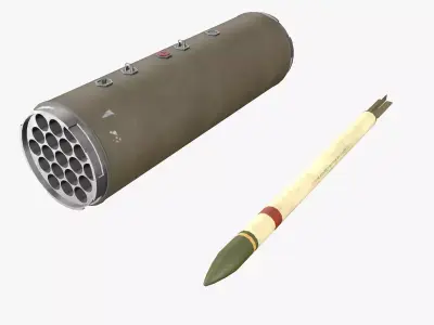 XM-159 Launcher With 70mm Missile Low-poly 3D model