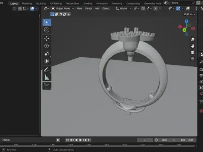 Elegant Diamond floral ring 3d model for 3d printing 3D model