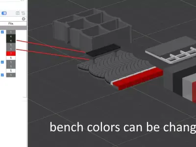 Single Edge Platform with bench 1-87 FDM color 3D print model