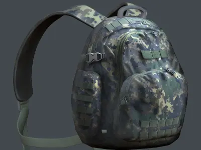 Backpack military combat Black baggage Low-poly Low-poly 3D model 6