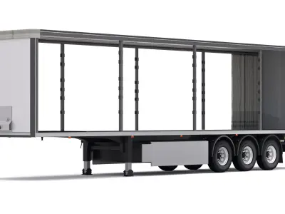 Semi Trailer Open Curtain 2 3D model