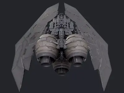 scifi-model499 futuristic spaceship with two wings 3D model