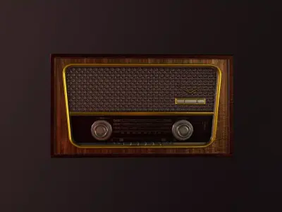 Classical antique retro vintage radio Low-poly 3D model