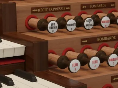 Antique cathedral pipe organ console 3D model