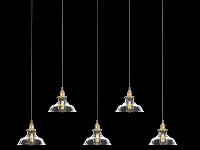 Factory Filament Clear Glass Barn Rectangular Pendant 3D model