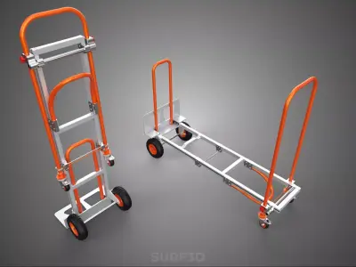 RETRACTABLE FOLDING METAL HAND TRUCK PLATFORM TROLLEY CART DOLLY 3D model