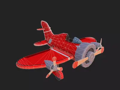 Cartoon low-poly airplane Low-poly 3D model