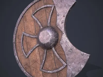 Medeival Warriors LARP Shield Low-poly 3D model