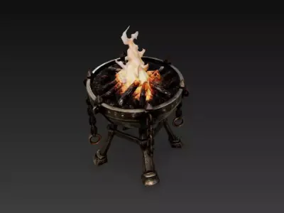 Medieval Brazier Fire Bowl - PBR Low Poly Game Ready Low-poly 3D model