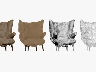 001274 old ghosty chair lowpoly 3D model