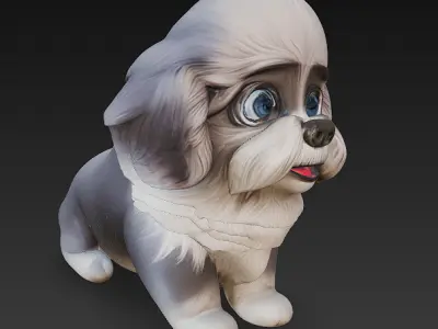 Dog Puppy Realistic 3D Model Basic - Low Poly Realistic Low-poly 3D model