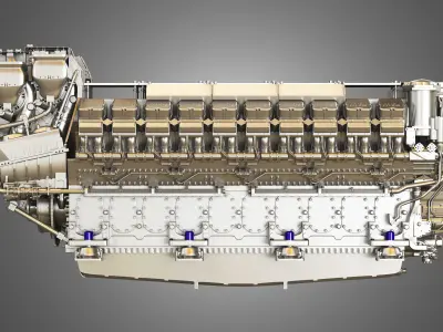 V20 8000 Engine - Marine Diesel Engine  3D model