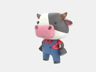 Cute Cow 3D Illustration 3D model 4