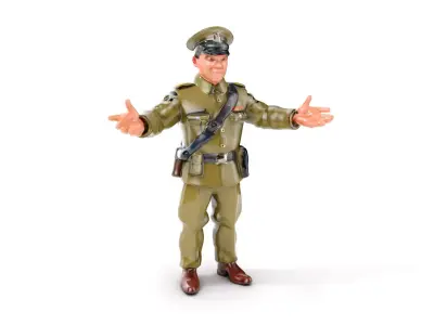 Rigged and Animated Military Officer with Uniform and Accesso... Low-poly 3D model