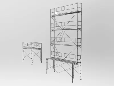 Platform scaffolding tower and ladder 3D model