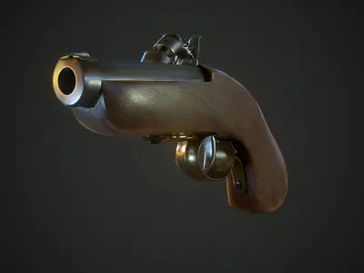 Antique pistol Derringer Philadelphia  Low-poly 3D model