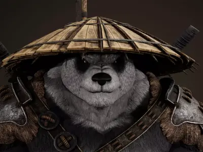 Panda Samurai Low-poly 3D model