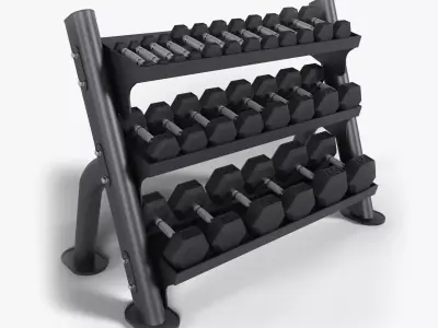 Hex Dumbbell Rack 3D model