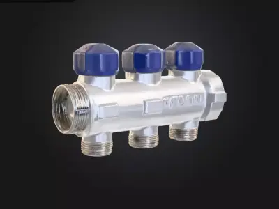 Pipe Connector with Blue Caps 3D model