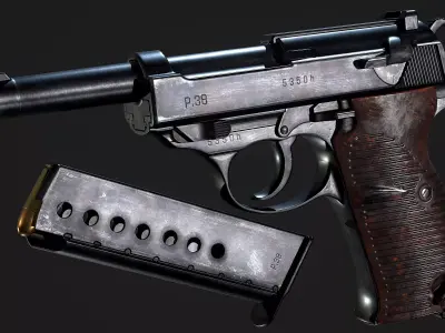 ww2 German P38 Low-poly 3D model