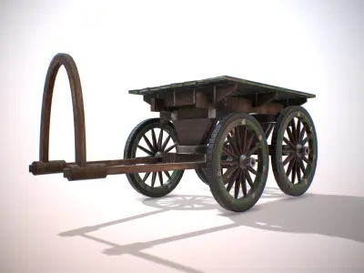 Old Carriage  PBR low poly game ready Low-poly 3D model