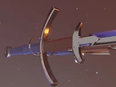 Medieval Zweihander sword Low-poly 3D model