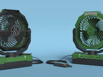  Outdoor Power Fan USB Connected to Rugged Phone Green 