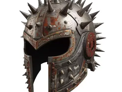 Wasteland Gladiator Spike Helmet 3D Model Low-poly 3D model