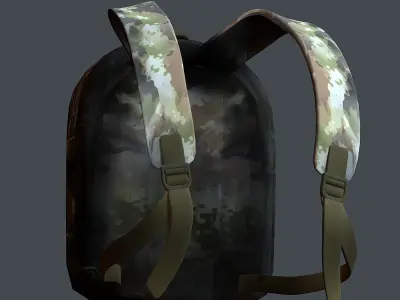 Backpack military combat Black baggage bag luggage Low-poly 3D model