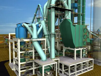 Raw Mill Ducting Complex Gas Conditioning Cement Plant Free 3D model