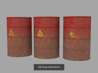 Old Rusty Metal Barrels 3D Model Pack