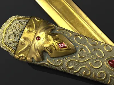 Golden Dagger Low-poly 3D model