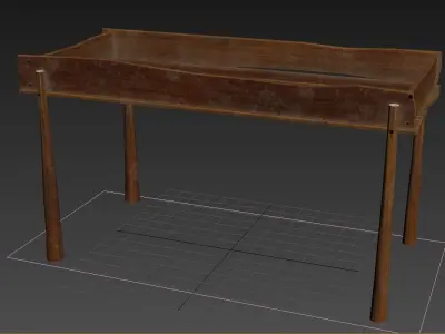 Stand 3d wooden tray with metal legs 3D model