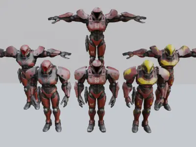 Soviet Sci-Fi militar characters pack 3D model