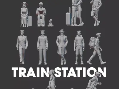 Train Station  Diorama Figures 3D print model