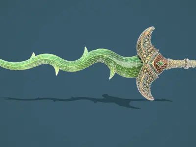 Snake two handed sword Low-poly 3D model