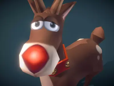 Rudolph Reindeer - Low Poly Hand Painted Low-poly 3D model