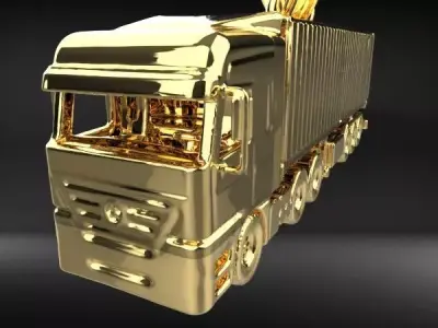Wheeler Semi Trailer Truck Pendant Solid  3D print model