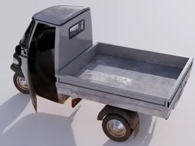 Piaggio Ape 3 Wheel Pickup Realistic Versatile 3D Model  Low-poly 3D model