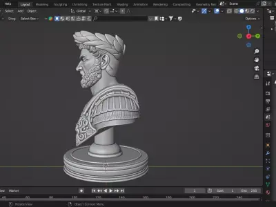 Medieval Roman King Chess Piece 3D print model