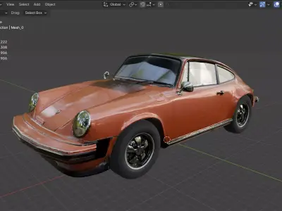 Vintage Orange Porsche 911 3D model