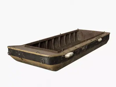 Barge old boat 3D model