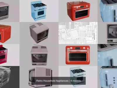 Retro Household Appliances 3D Model Pack
