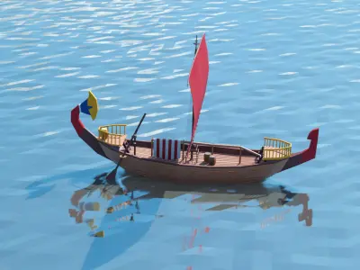 Egypt Boat Big Low Poly Low-poly 3D model