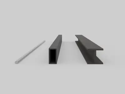 steel beam and bar 3D model