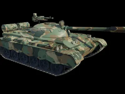 T-69 Tank Low-poly 3D model