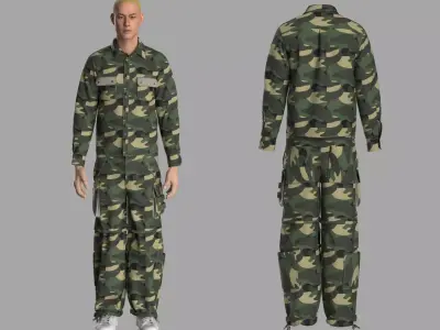 Woodland Camo Clothing Pack Low-poly 3D model